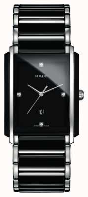 RADO Montre à cadran carré noir en céramique haute technologie avec diamants intégrés R20206712
