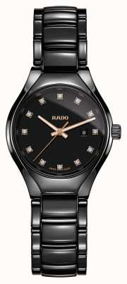 RADO Montre à cadran noir en céramique de haute technologie True Diamonds plasma R27059732