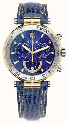 Herbelin Newport originals chronographe (40mm) cadran bleu / cuir bleu 37654/T35