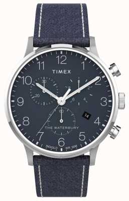 Timex | chrono classique waterbury 40mm | cuir bleu | cadran bleu | TW2T71300