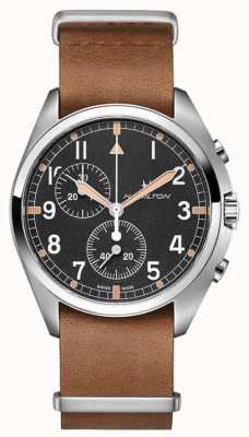 Hamilton Aviation kaki | pilote pionnier | chronographe | cuir marron H76522531