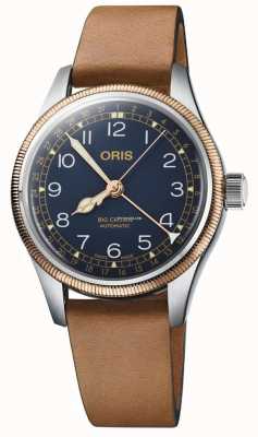 ORIS Grande couronne aiguille date automatique (40mm) cadran bleu / bracelet cuir marron 01 754 7741 4365-07 5 20 58