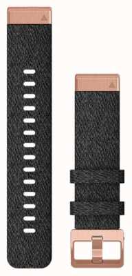 Garmin Bracelet de montre Quickfit 20 uniquement, nylon noir chiné avec finitions en or rose 010-12874-00