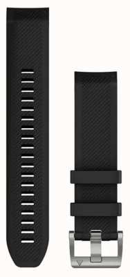 Garmin Bracelet montre Quickfit 22 marq uniquement, silicone noir (argent) 010-12738-05