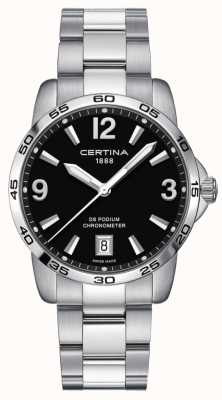 Certina Podium Ds 40mm | bracelet en acier inoxydable | cadran noir | C0344511105700