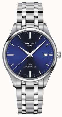 Certina Chronomètre Ds-8 | bracelet en acier inoxydable | cadran bleu | C0334511104100