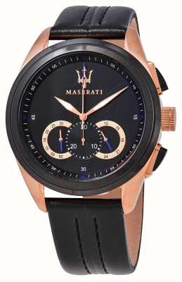Maserati Traguardo | bracelet en cuir noir | cadran noir R8871612025