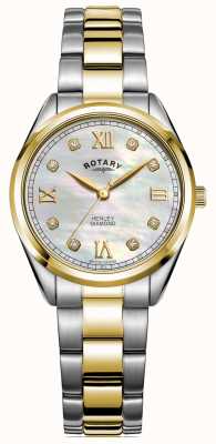 Rotary Henley pour femmes | cadran serti de diamants | bracelet bicolore | LB05111/41/D