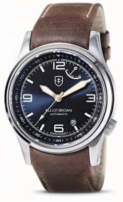 Elliot Brown | tyneham | cadran bleu | bracelet en cuir marron 305-D06-L23