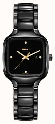 RADO Vrais diamants carrés | bracelet en céramique noire R27080722