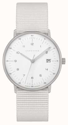Junghans Max bill damen | bracelet en nylon blanc | cadran blanc 47/4050.04