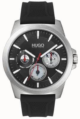 HUGO #tourner | bracelet en caoutchouc noir | cadran noir | 1530129