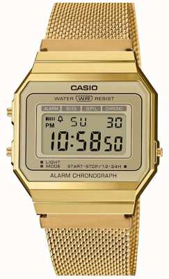 Casio | collection | bracelet en maille d'acier | cadran numérique A700WEMG-9AEF