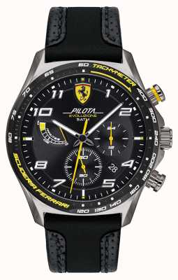 Scuderia Ferrari | pilota homme | bracelet en silicone/cuir noir | cadran noir 0830718
