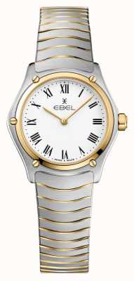 EBEL Bracelet Sport Classique Femme 24mm Cadran Blanc Deux Tons Inox 1216384A