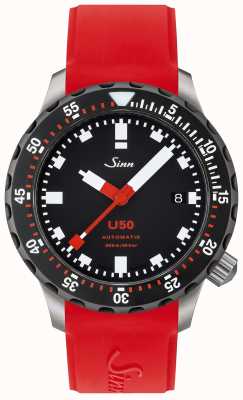 Sinn U50 sdr | bracelet en caoutchouc rouge | cadran noir 1050.040