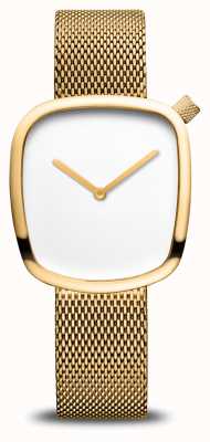Bering Classique | caillou | bracelet en maille d'or rose | cadran blanc 18034-364