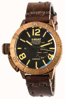 U-Boat Bracelet en cuir marron automatique Sommerso 46 bronze 8486