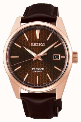 Seiko Présage tranchant | rose | automatique | pvd | marron | cuir SPB170J1