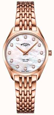 Rotary Montre bracelet en or rose ultra slim pour femme LB08014/41/D