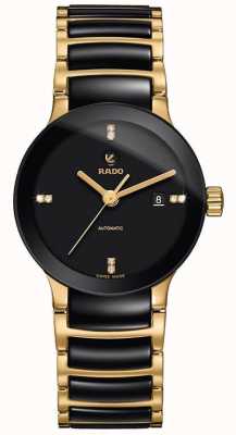RADO Centrix sm automatique diamant noir cadran noir / bracelet plaqué or pvd R30034712