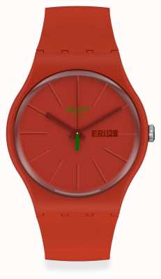 Swatch Redvremya | bracelet en plastique rouge | cadran rouge SO29R700