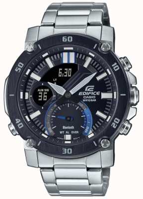 Casio Édifice | bracelet en acier inoxydable | cadran noir/bleu | ECB-20DB-1AEF