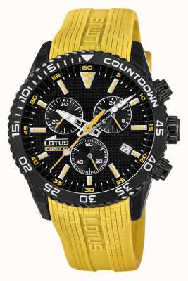 Lotus Bracelet en silicone jaune pour homme | cadran chronographe noir L18672/4