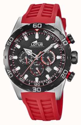 Lotus Couleur | bracelet en silicone rouge pour homme | cadran de chronographe noir L18677/6