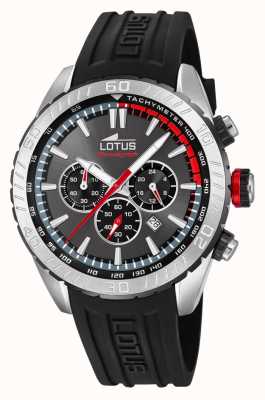 Lotus Bracelet en silicone noir pour homme | cadran noir / gris L18679/3