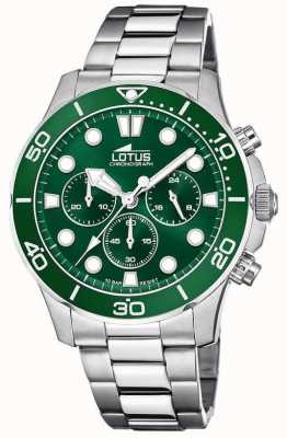 Lotus Bracelet en acier inoxydable pour homme | cadran chronographe vert L18756/2
