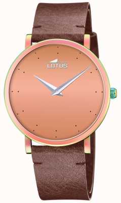 Lotus Bracelet en cuir marron pour femme | cadran en or rose L18778/2