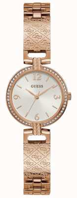 Guess Mini-luxe | bracelet en or rose pour femme | cadran soleillé blanc GW0112L3