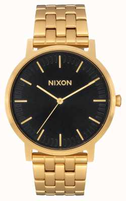 Nixon Porter | tout or / rayon de soleil noir | bracelet en acier ip or | cadran noir A1057-2042-00