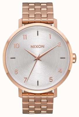 Nixon Flèche | tout or rose / blanc | bracelet en acier ip or rose | cadran argenté A1090-2640-00