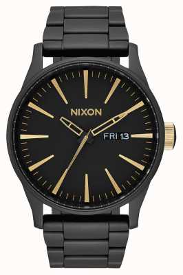 Nixon Sentry ss | noir mat / or | bracelet en acier ip noir | cadran noir A356-1041-00