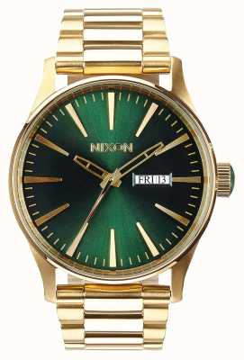 Nixon Sentry ss | or / rayon de soleil vert | bracelet en acier ip or | cadran vert A356-1919-00