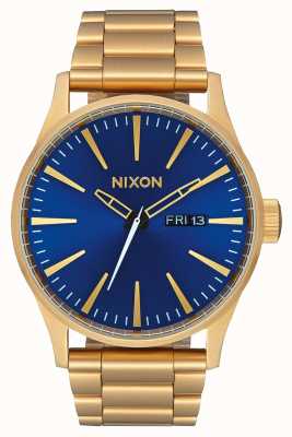 Nixon Sentry ss | tout or / rayon de soleil bleu | bracelet en acier ip or | cadran bleu A356-2735-00