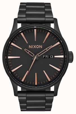 Nixon Sentry ss | tout noir / or rose | bracelet en acier ip noir | cadran noir A356-957-00