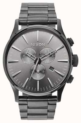 Nixon Sentry chrono | tout gunmetal | bracelet en acier ip bronze | cadran bronze A386-632-00