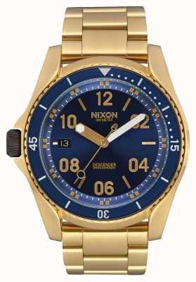 Nixon Descender | tout or / rayon de soleil bleu | bracelet en acier ip or | cadran bleu A959-2735-00