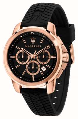 Maserati Successo | bracelet en silicone noir | cadran noir R8871621012