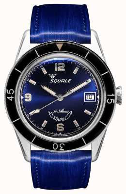 Squale 60 ans bleu | sous-39 | bracelet en cuir bleu | cadran bleu, ex-affichage SUB39BL-CINSQ60BL EX-DISPLAY