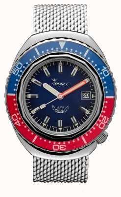Squale 2002a bleu-rouge | bracelet en maille d'acier | cadran bleu B083401-CINSS22