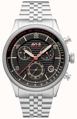 AVI-8 Flyboy lafayette | chronographe | cadran noir | bracelet en acier inoxydable AV-4076-33