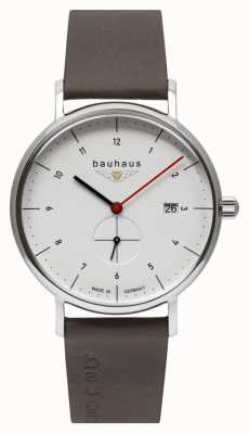 Bauhaus Bracelet italien en cuir marron pour homme | cadran blanc 2130-1