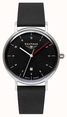 Bauhaus Bracelet homme en cuir italien noir | cadran noir 2140-2