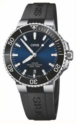 ORIS Aquis date automatique (41,5 mm) cadran bleu / bracelet caoutchouc noir 01 733 7766 4135-07 4 22 64FC