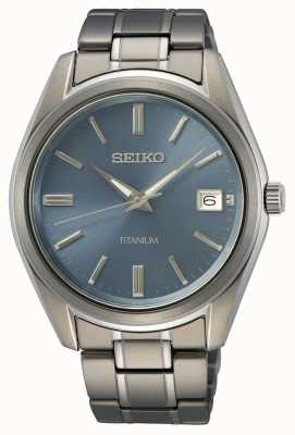 Seiko Cadran bleu quartz titane pour homme SUR371P1