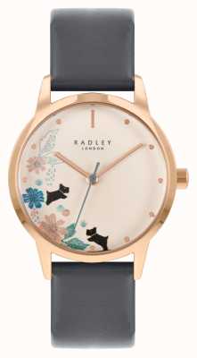 Radley Bracelet femme en cuir gris | cadran fleuri crème RY21262A